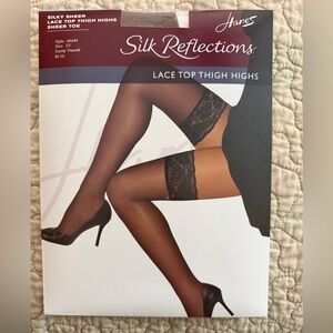 Hanes Silk Reflections Lace Thigh Highs